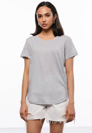 Футболка базова з круглим низом із джерсі сірий меланж